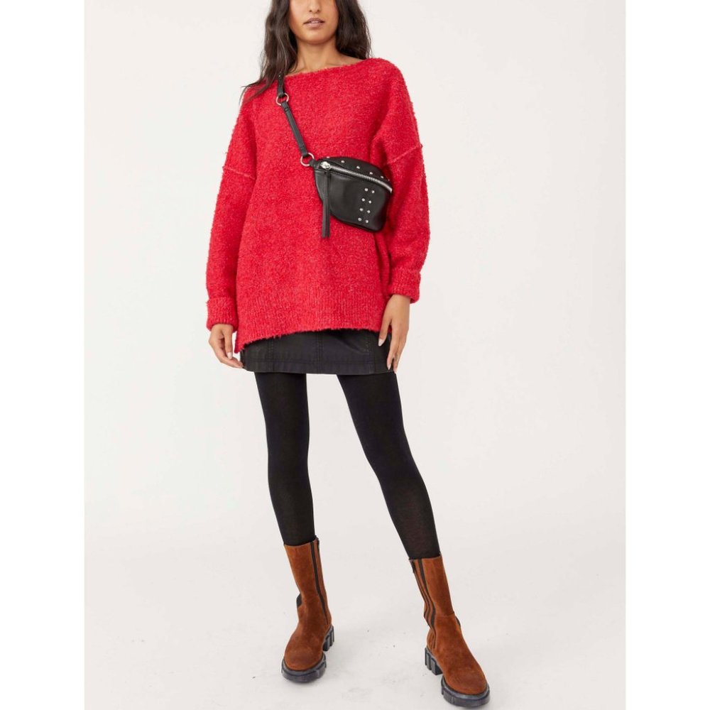 Free People Red Crew Neck Sweater